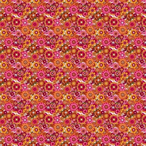 70s Floral Orange Pink Yellow 