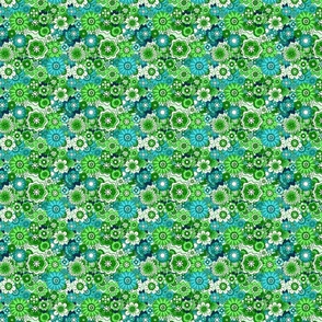 70s Floral Green Blue 