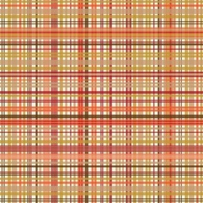 555 $ - Complex Bold Plaid tartan in orange and brown tones - for home décor and apparel 