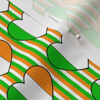 Irish flag hearts on Irish stripes