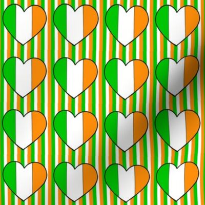 Irish flag hearts on Irish stripes