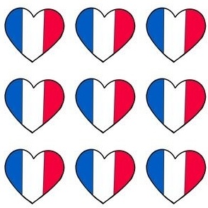 French flag hearts on white