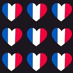 French flag hearts on black