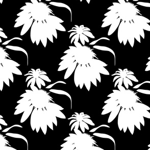 Roe's Petals - Echinacea Enchartment #1 - white on black, medium to large