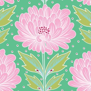 Retro Flowers Stacked into Columns - teal - large-scale