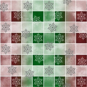 Checker with flowing Snowflakes Festive
