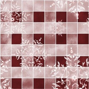 Snowflakes Frozen Embedded  on a red checker