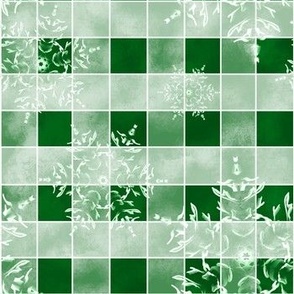 Snowflakes Frozen Embedded  on a green checker