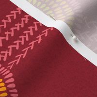 Stitched geometry on deep ruby red - medium scale / 15" fabric / 12" wallpaper