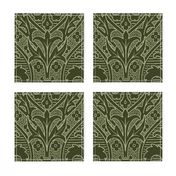 Gothic Revival Fleur de Lys 12W dark olive green