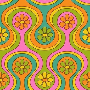 Groovy 60s Flower Pattern - Retro Summer Vibes