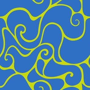 Retro Liquid Swirls in Electric Blue Lime