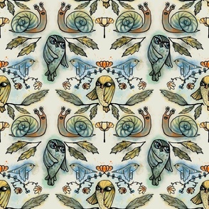 Symmetric owls and snails