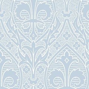 Gothic Revival Fleur de Lys, 6W, pale blue