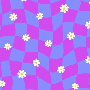 Wavy Daisy Checks in Pink & Purple