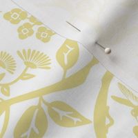 Soft color themed  vintage style botanical print for nursery wallpaper - cut paper and monochrome 