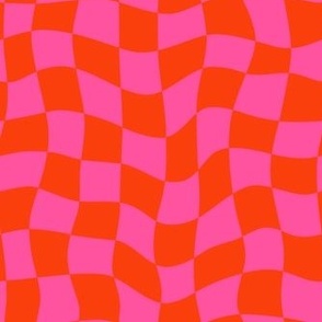 Wavy Checkered Pattern in Red & Pink