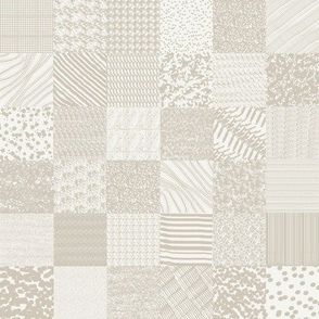 Cheerful Fun Textured Checks Earth Tones Mix Large Whimsical Funky Retro Texture Checks Pattern in Neutral Colors Revere Pewter Gray Warm Gray CCC7B9 Chantilly Lace Ivory White Beige Gray F5F5EF Subtle Modern Geometric Abstract