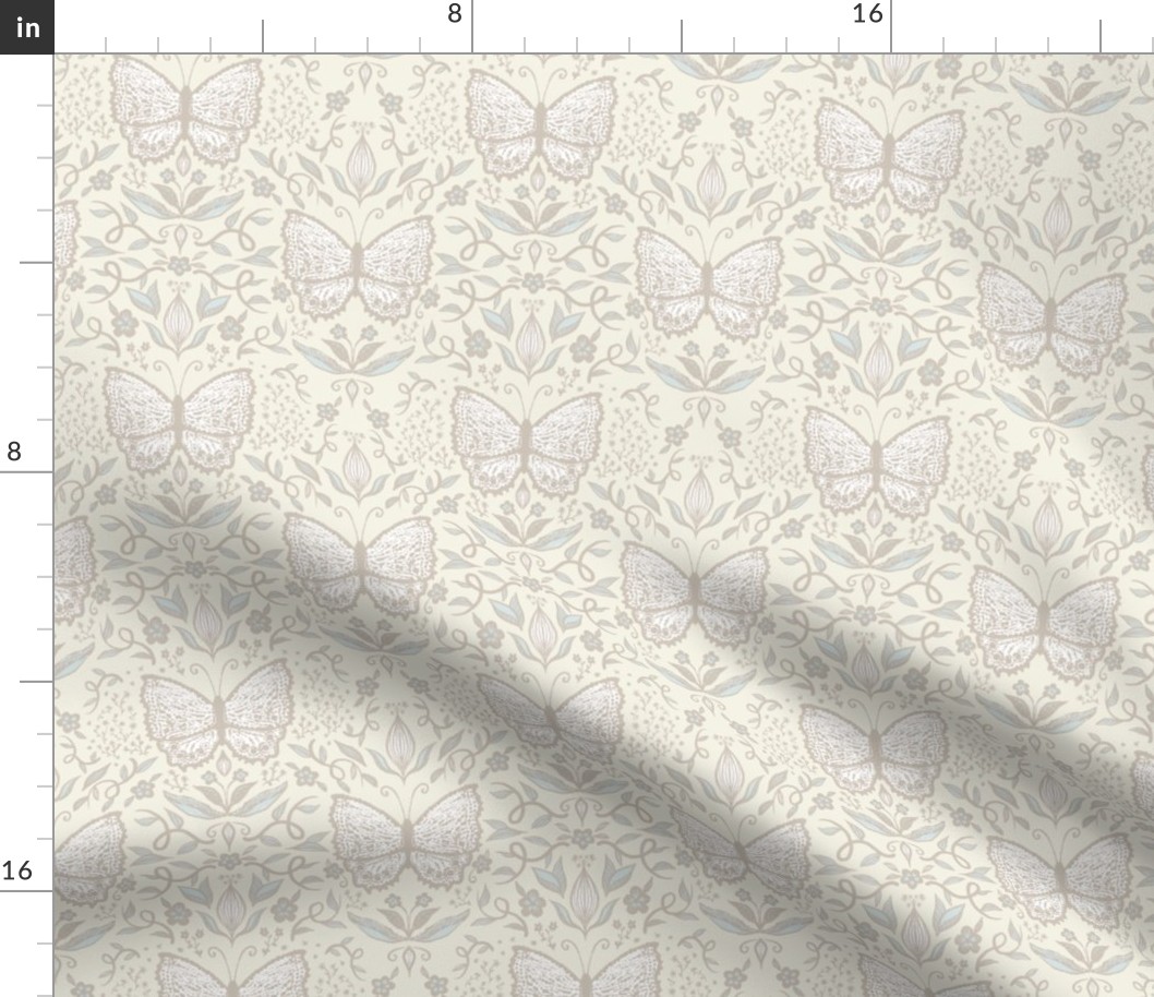 Lovely Lacy Butterfly Damask, Neutral Tones by Brittanylane