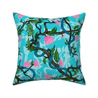 Jumbo Serpent Chinoiserie, Turquoise and Hot Pink