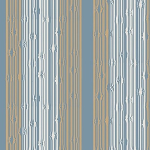 Vertical Lines Wood Tree Look in Terracotta palette mix on blue