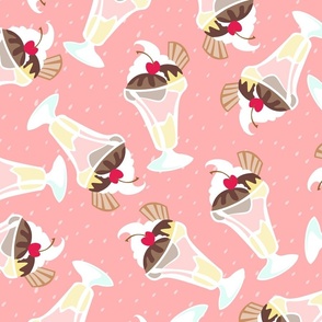 Ice Cream Sundae Ditsy on Pink - XL