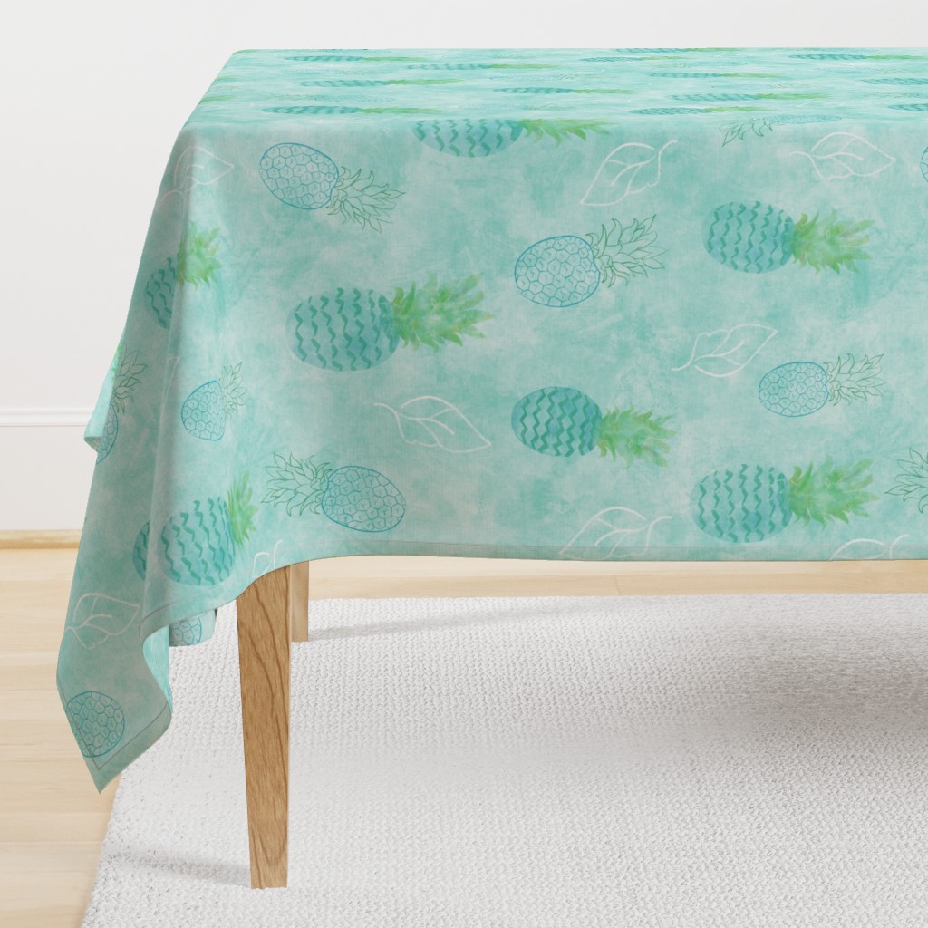 Pineapples, Aqua, Blue, Green, Tropical, Coastal, Beach, Summer, Spring, Fruit, JG Anchor Designs by Jenn Grey