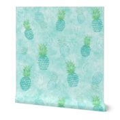 Pineapples, Aqua, Blue, Green, Tropical, Coastal, Beach, Summer, Spring, Fruit, JG Anchor Designs by Jenn Grey