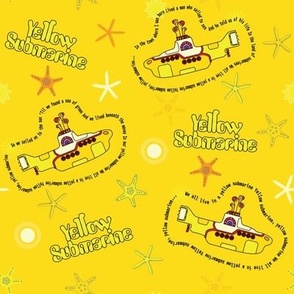Colorful yellow submarine and stars