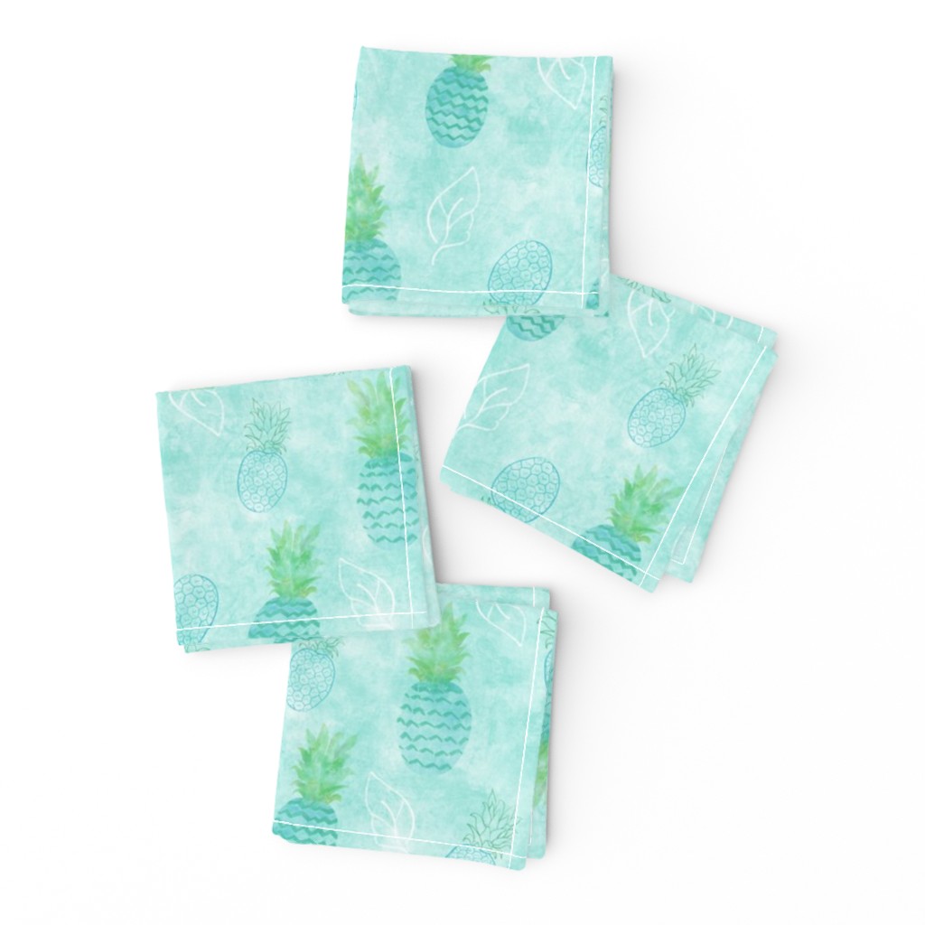 Pineapple, Pineapples, Aqua, Blue, Green, Tropical, Beach, Summer, Spring, Girls, Duvet, smaller print, JG Anchor Designs