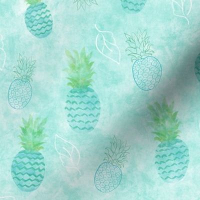Pineapple, Pineapples, Aqua, Blue, Green, Tropical, Beach, Summer, Spring, Girls, Duvet, smaller print, JG Anchor Designs