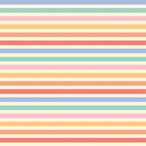 Pastel Rainbow Stripes 3/8" {Ivory}