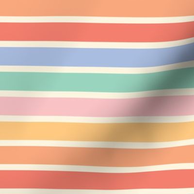 Pastel Stripes 3/4" {Ivory}