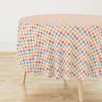 Pastel Rainbow Checkers 1" {on Ivory} One Inch Checked