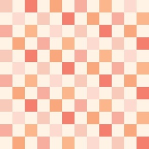 Muted Red, Pink and Orange Checkers {on Cream}