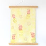 Pineapples, pineapple, Yellow,  Pink, Fruit, Watercolor, Summer, Tropical, JG Anchor Designs