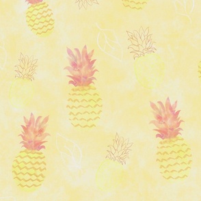 Pineapples, pineapple, Yellow,  Pink, Fruit, Watercolor, Summer, Tropical, JG Anchor Designs