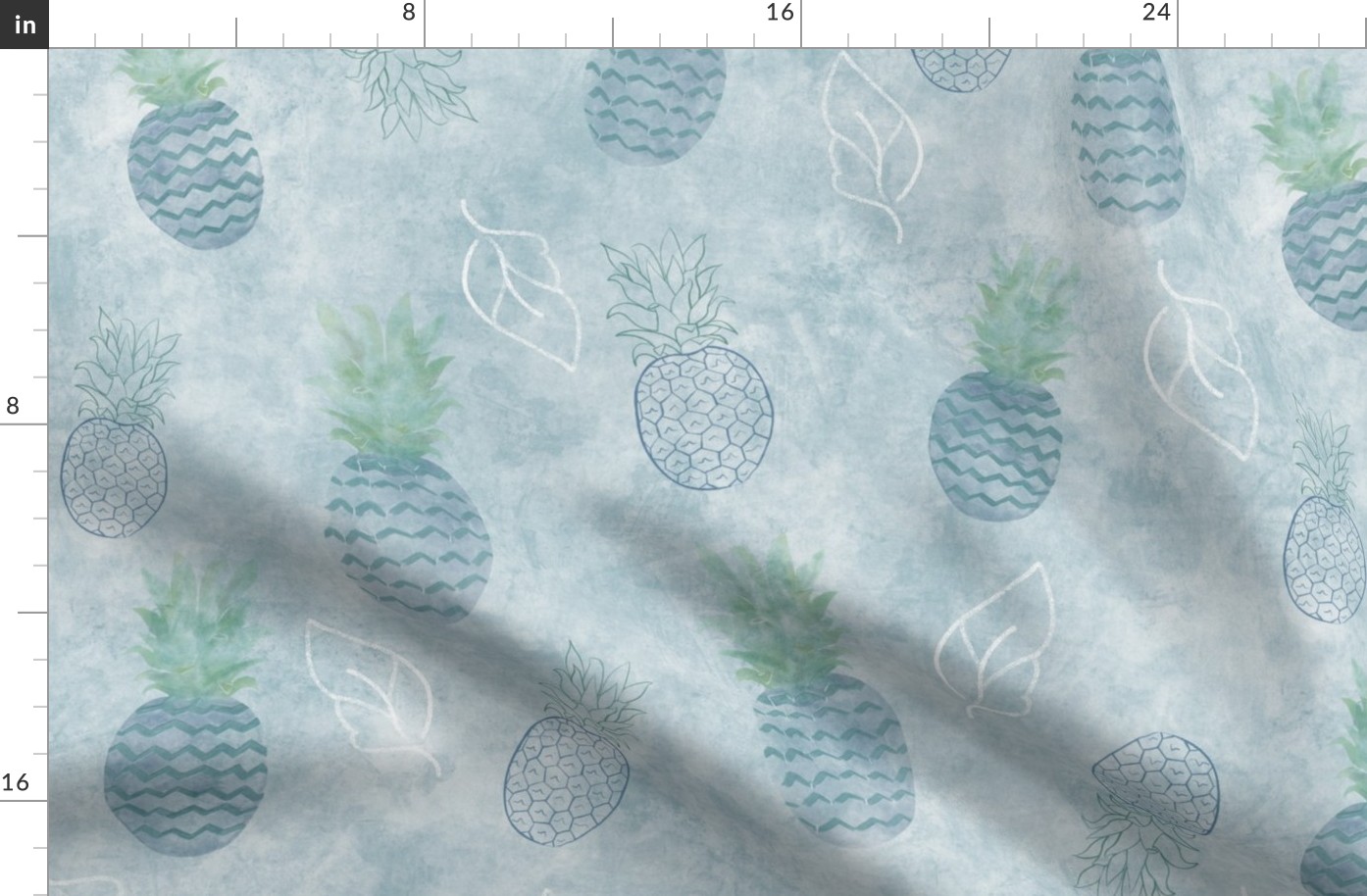 Pineapples, Grey, Blue, Pineapple, Tropical, Beach, Fruit, Kitchen, Summer, Spring, JG Anchor Designs by Jenn Grey