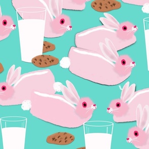 Bunny Slippers Cookies and Milk blue large