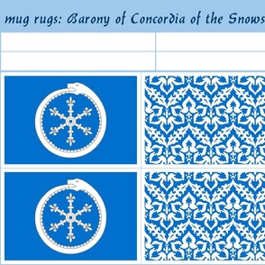 mug rugs: Barony of Concordia of the Snows (SCA)