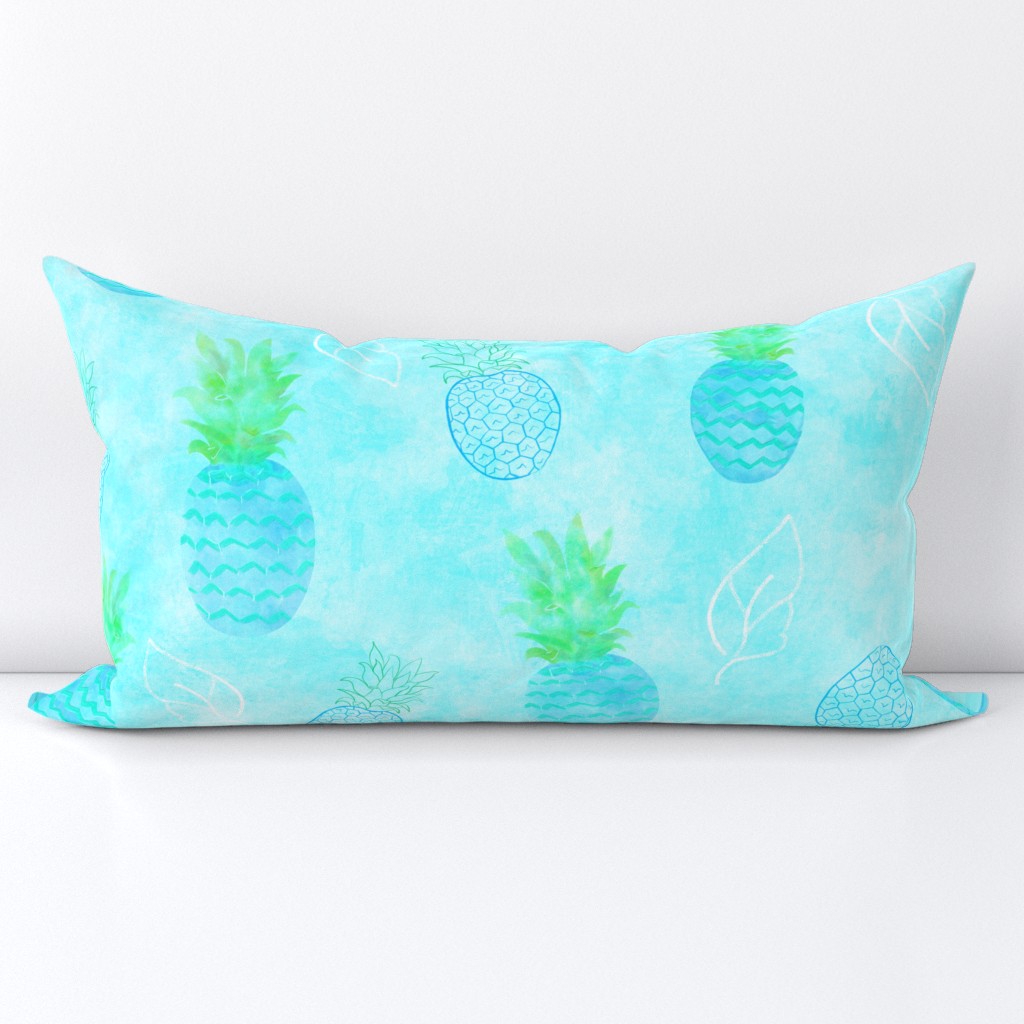 Aqua, Pineapple, Pineapples, Bright, Turquoise, Tropical, Beach, Fruit, JG Anchor Designs