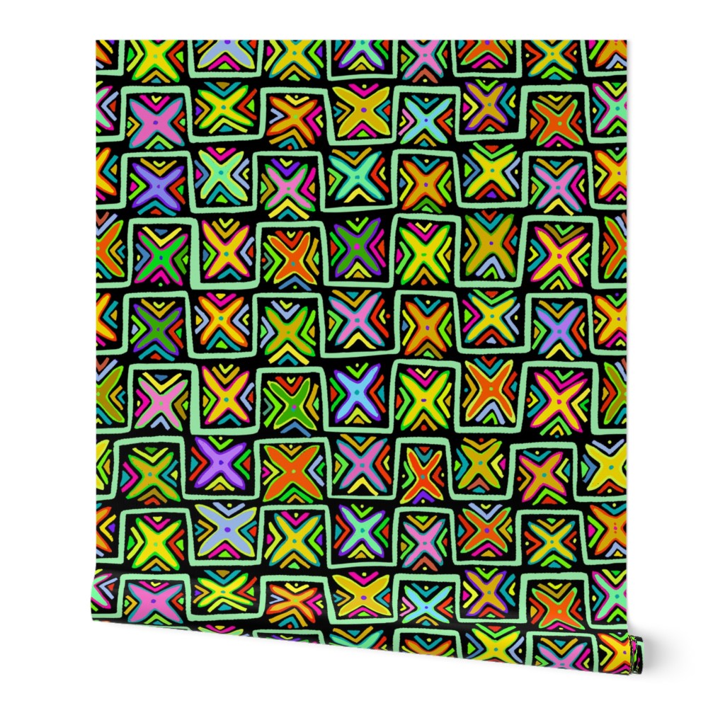 Grannys Crochet Squares - Design 13333051 - Yellow Orange Green