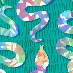 Rainbow Snakes-Turquoise - Large Scale