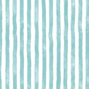 Medium scale soft turquoise organic watercolour stripes  for wallpaper, cute soft furnishings such as cotton duvet covers, pillow shams, curtains and table linen, as well as kids apparel, dresses, shorts, shirts and more