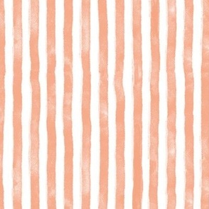 Medium scale Apricot blush organic watercolor stripes  for wallpaper, cute soft furnishings such as cotton duvet covers, pillow shams, curtains and table linen, as well as kids apparel, dresses, shorts, shirts and more