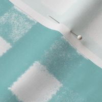 Jumbo scale Turquoise organic watercolor style plaid tartan gingham - for wallpaper, large scale soft furnishings such as cotton duvet covers, pillow shams, curtains and table linen.