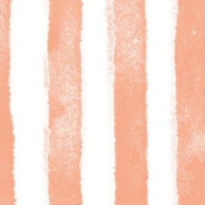 Jumbo Scale Warm Blush Apricot Organic Watercolor Stripe - for large scale soft furnishings, teenage rooms, airy and fresh rooms.  For bed linen, table linen, curtains and more.