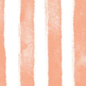 $ Jumbo Scale Warm Blush Apricot Organic Watercolor Stripe - for large scale soft furnishings, teenage rooms, airy and fresh rooms.  For bed linen, table linen, curtains and more.