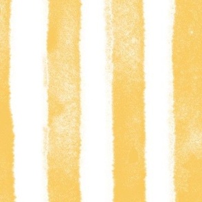 Jumbo Scale Sunny Buttery Yellow Organic Watercolor Stripe - for large scale soft furnishings, teenage rooms, airy and fresh rooms.  For bed linen, table linen, curtains and more.