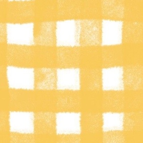 Jumbo Scale Sunny Buttery Yellow Organic Watercolor plaid tartan gingham - for large scale soft furnishings, teenage rooms, airy and fresh rooms.  For bed linen, table linen, curtains and more.